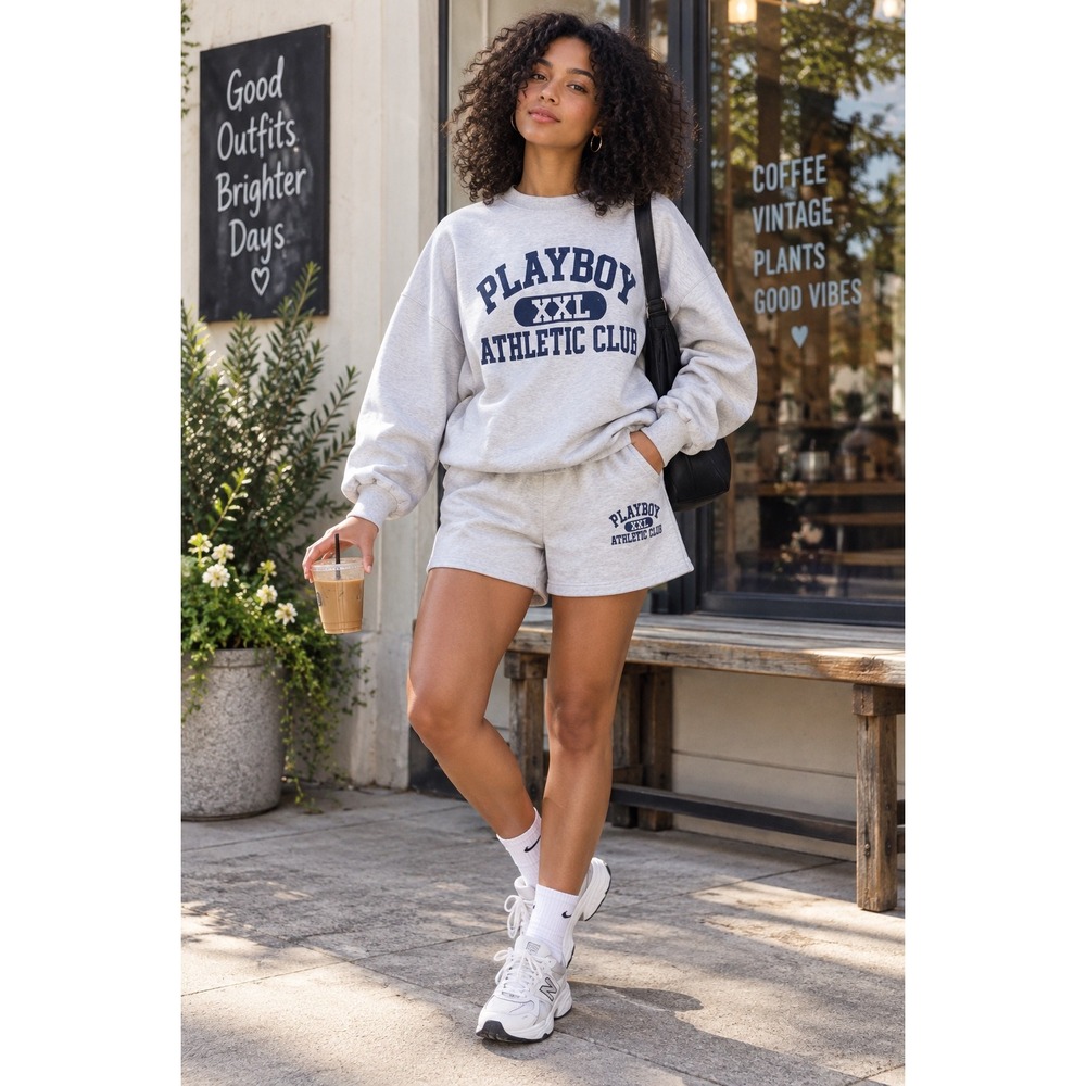 PacSun Playboy Athletic Club Small Crewneck Gray Long Sleeve Long Sleeve
